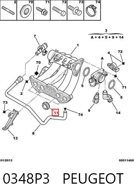 Прокладка впускного коллектора 0348P3 Peugeot/Citroen