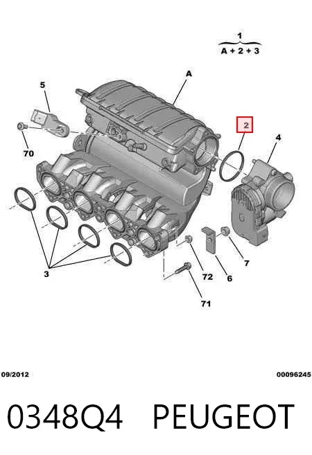 Прокладка дроссельной заслонки 0348Q4 Peugeot/Citroen