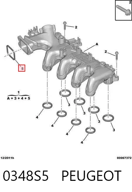 Прокладка впускного коллектора 0348S5 Peugeot/Citroen