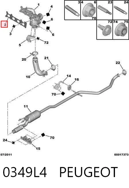 Прокладка коллектора 0349L4 Peugeot/Citroen