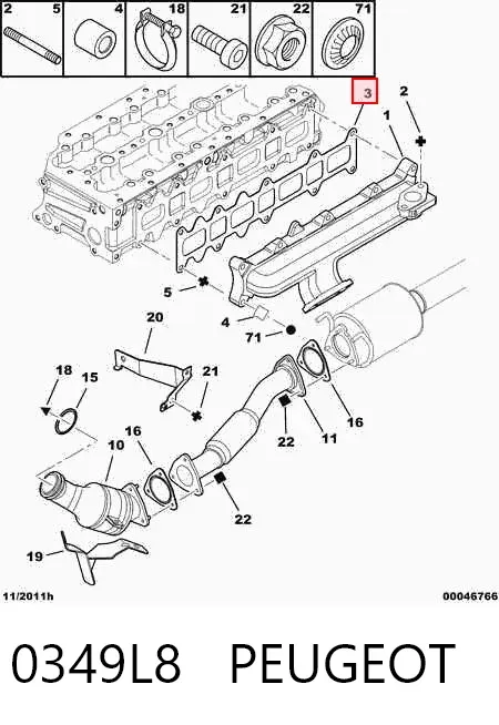 Прокладка коллектора 0349L8 Peugeot/Citroen