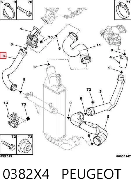 Патрубок интеркулера 0382X4 Peugeot/Citroen