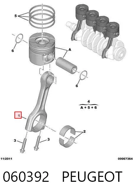 Шатун поршня двигателя 060392 Peugeot/Citroen