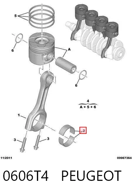 Вкладыши шатунные 0606T4 Peugeot/Citroen