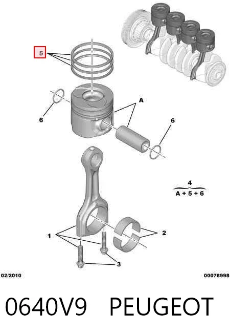 Кольца поршневые 0640V9 Peugeot/Citroen