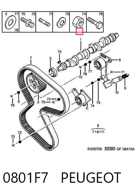 Распредвал 0801F7 Peugeot/Citroen