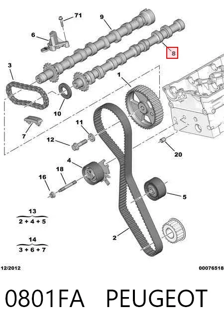 Впускной распредвал 0801FA Peugeot/Citroen