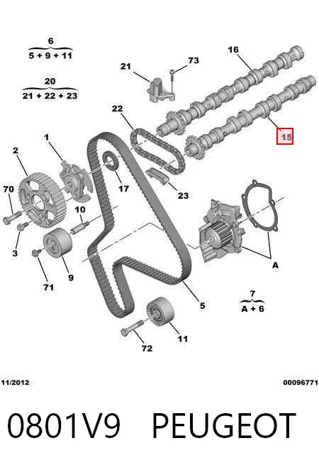 Впускной распредвал 0801V9 Peugeot/Citroen