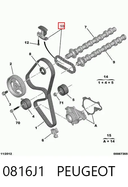 Цепь ГРМ верхняя, комплект 0816J1 Peugeot/Citroen