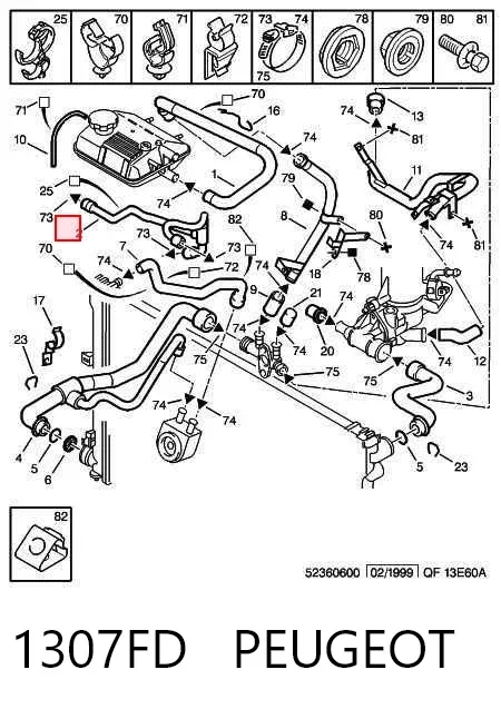 Патрубок системы охлаждения 1307FD Peugeot/Citroen