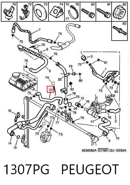 Патрубок радиатора 1307PG Peugeot/Citroen
