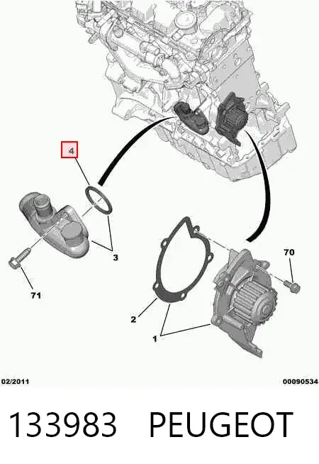 Кольцо уплотнительное системы охлаждения 133983 Peugeot/Citroen
