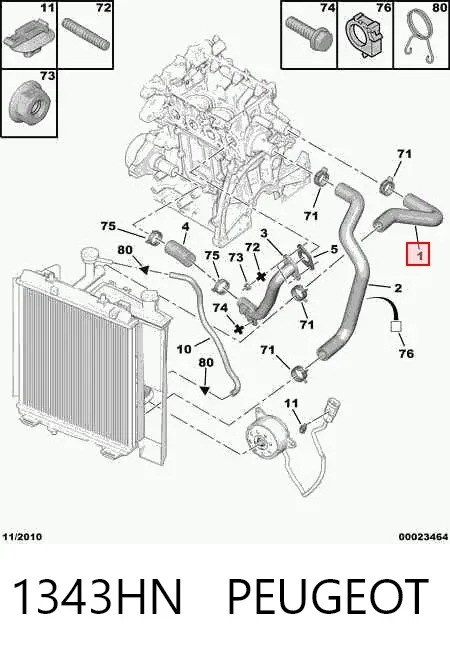 Патрубок радиатора 1343HN Peugeot/Citroen