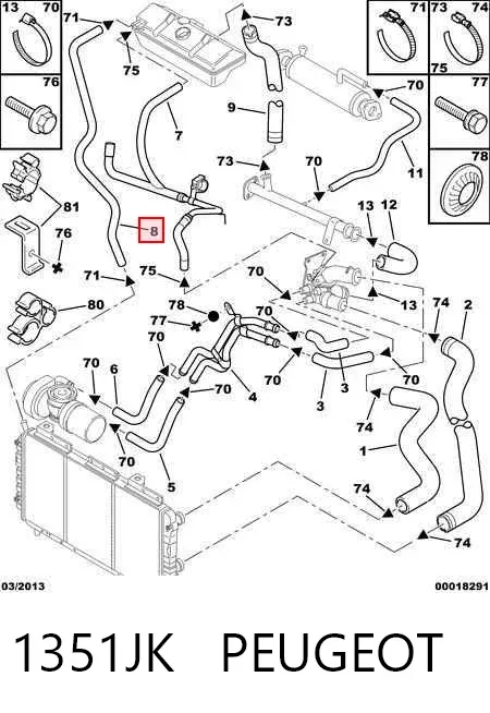 Патрубок системы охлаждения 1351JK Peugeot/Citroen