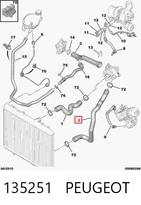 Нижний шлаг радиатора охлаждения 135251 Peugeot/Citroen