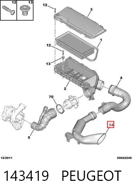 Воздухозаборник воздушного фильтра 143419 Peugeot/Citroen
