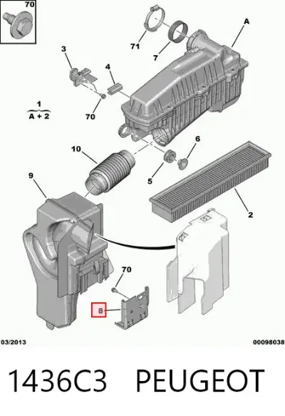 Кронштейн воздушного фильтра PEUGEOT 1436C3