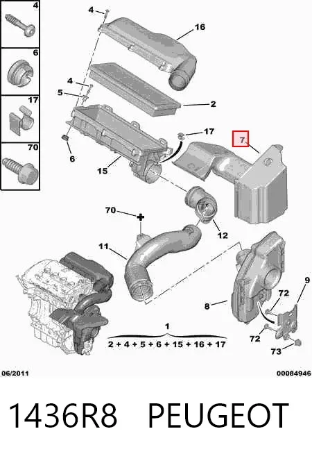Воздухозаборник воздушного фильтра 1436R8 Peugeot/Citroen