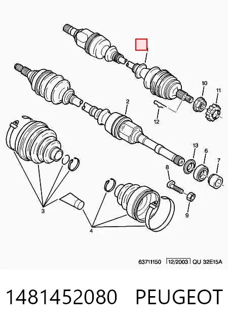Левая полуось 1481452080 Peugeot/Citroen