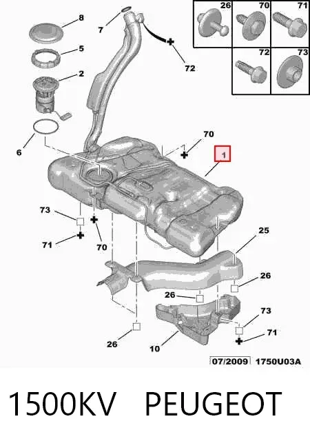Бензобак 1500KV Peugeot/Citroen