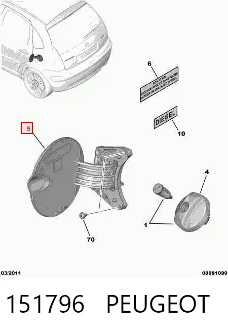 Лючок бензобака Citroen C3 I