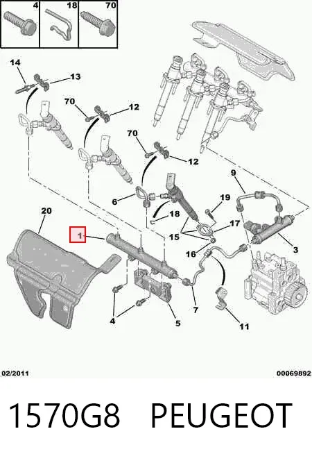 Распределитель топлива (рампа) левый 1570G8 Peugeot/Citroen