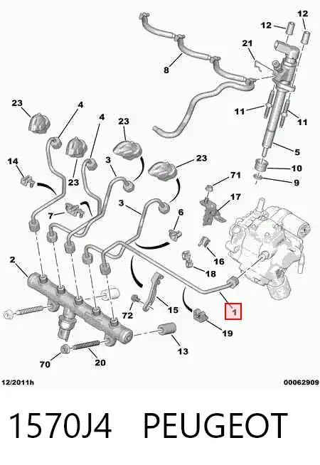 Топливная трубка от ТНВД 1570J4 Peugeot/Citroen