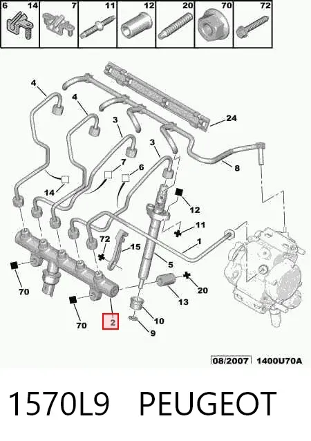 Распределитель топлива (рампа) 1570L9 Peugeot/Citroen