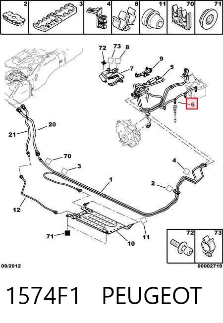 Обратная топливная трубка 1574F1 Peugeot/Citroen