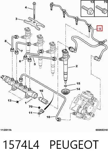 Обратная топливная трубка 1574L4 Peugeot/Citroen