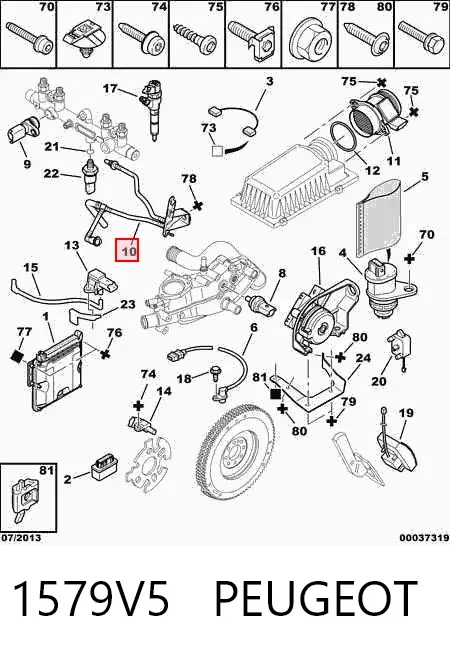 Трубка топливная обратная от фильтра к баку 1579V5 Peugeot/Citroen