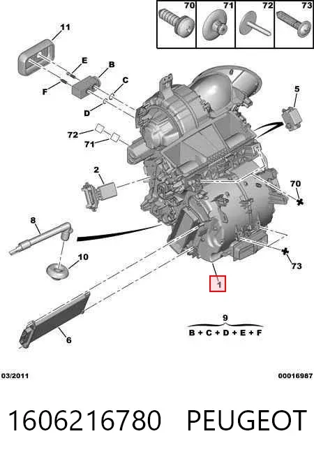 Корпус радиатора кондиционера (салонный испаритель) 1606216780 Peugeot/Citroen