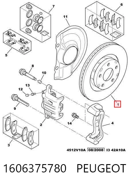 Передние тормозные диски 1606375780 Peugeot/Citroen