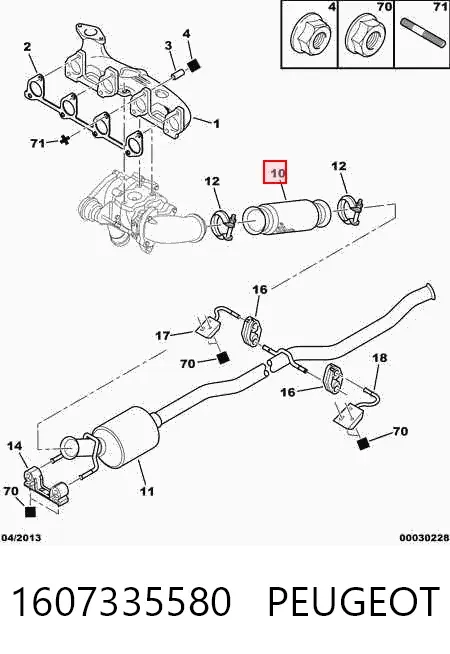 Приёмная труба 1607335580 Peugeot/Citroen