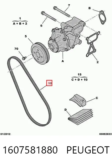 Ремень генератора 1607581880 Peugeot/Citroen