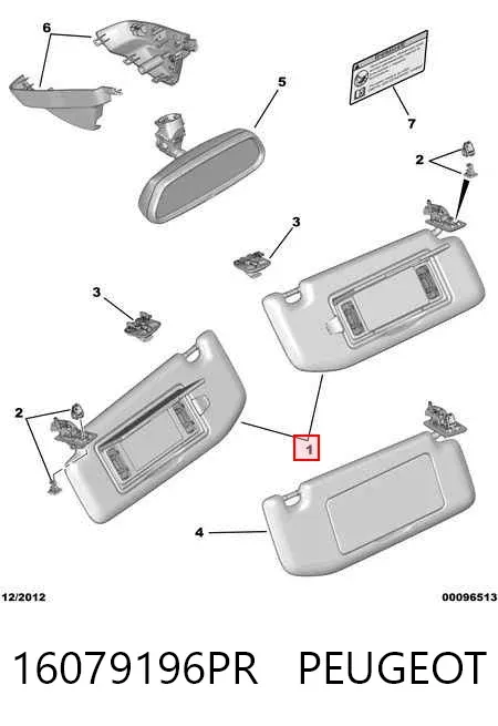 Солнцезащитный козырек 16079196PR Peugeot/Citroen