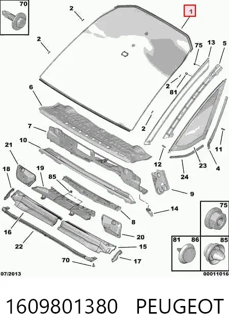 Лобовое стекло 1609801380 Peugeot/Citroen