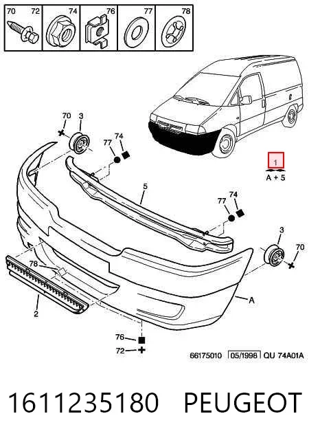 Передний бампер 1611235180 Peugeot/Citroen