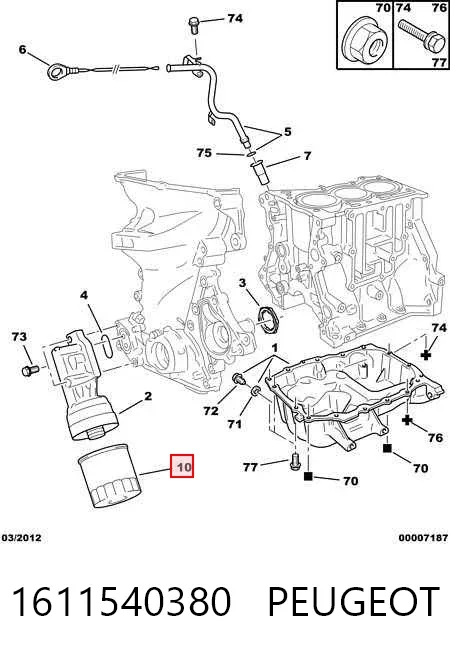 Масляный фильтр 1611540380 Peugeot/Citroen