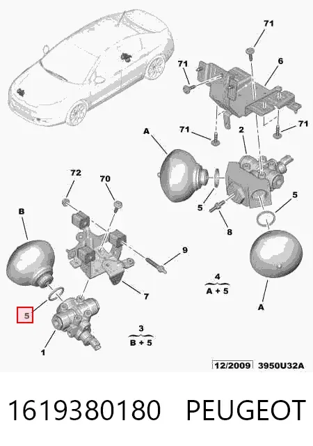 Гидроаккумулятор системы амортизации задний 1619380180 Peugeot/Citroen
