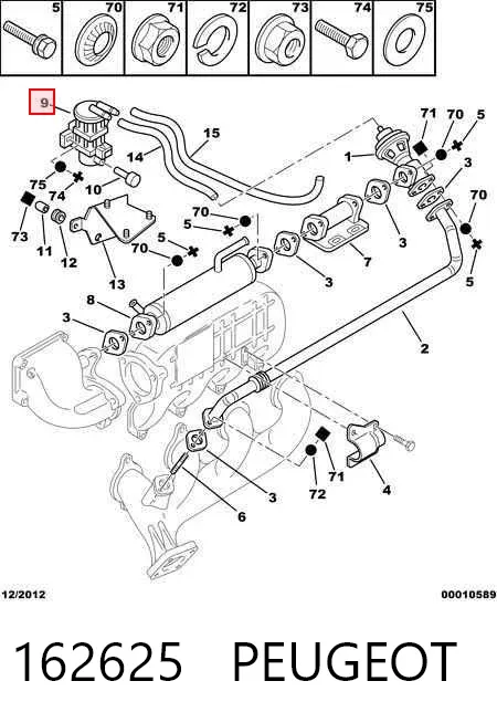 Клапан преобразователь давления наддува (соленоид) 162625 Peugeot/Citroen
