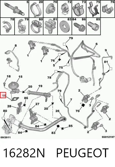Прокладка EGR-клапана рециркуляции 16282N Peugeot/Citroen