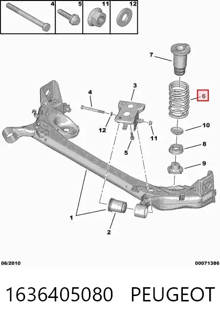 Задняя пружина 1636405080 Peugeot/Citroen