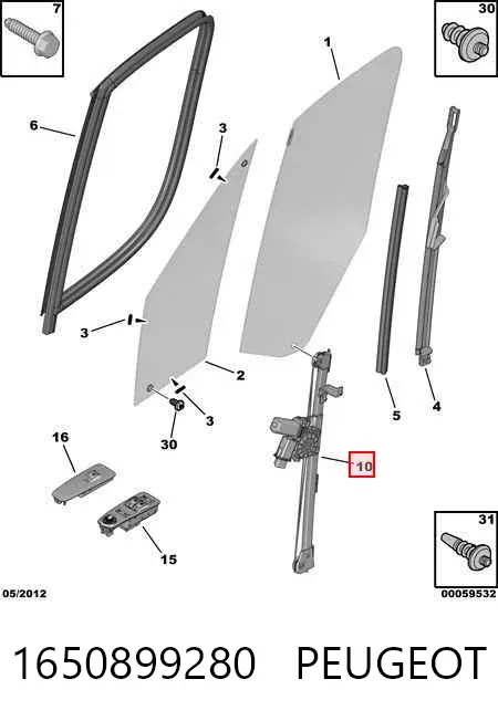 Стеклоподъемник передней левой двери 1650899280 Peugeot/Citroen