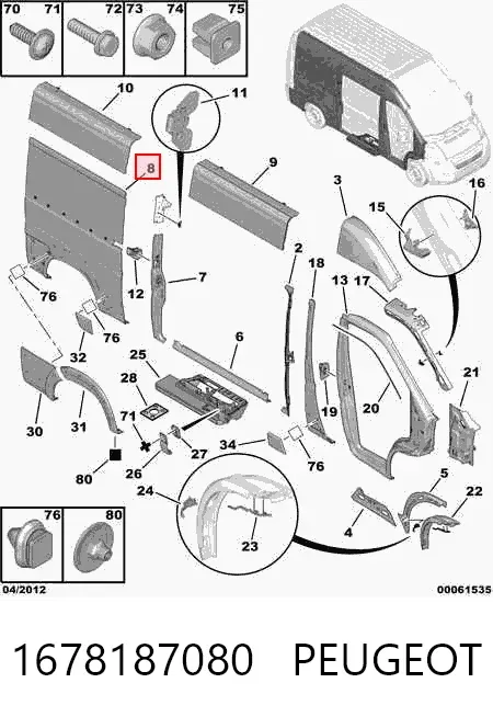 Боковина кузова правая 1678187080 Peugeot/Citroen