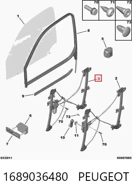 Стеклоподъемник передней правой двери 1689036480 Peugeot/Citroen