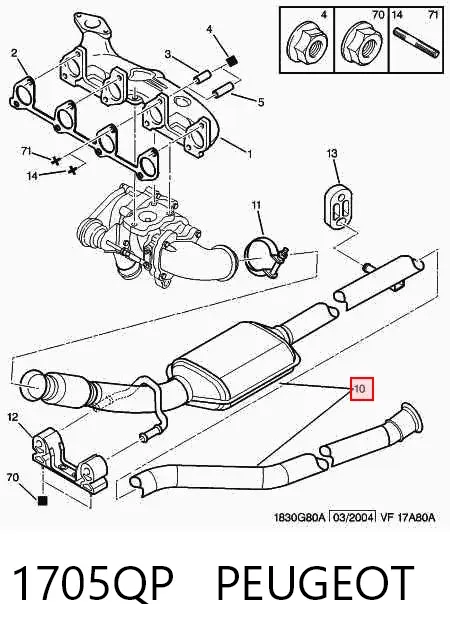 Передняя часть глушителя 1705QP Peugeot/Citroen
