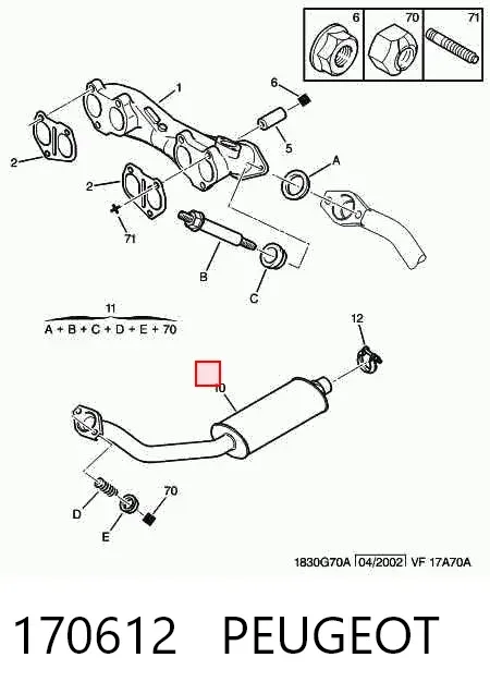 Приёмная труба 170612 Peugeot/Citroen