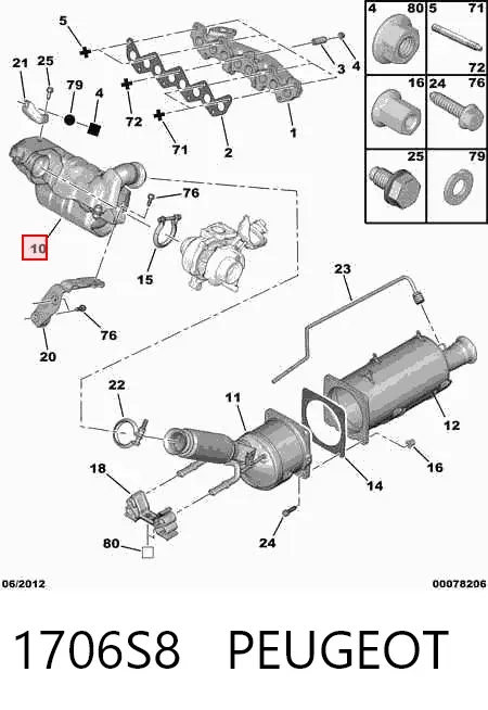 Катализатор 1706S8 Peugeot/Citroen