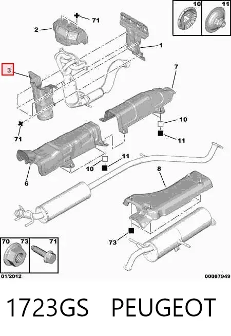 Защита (тепловой экран) выпускного коллектора 1723GS Peugeot/Citroen